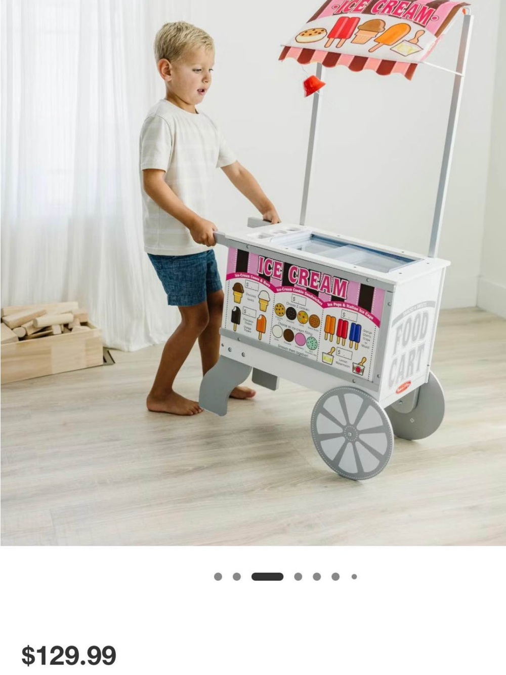Melissa & Doug Ice Cream Cart Playset - White, Pink, Gray